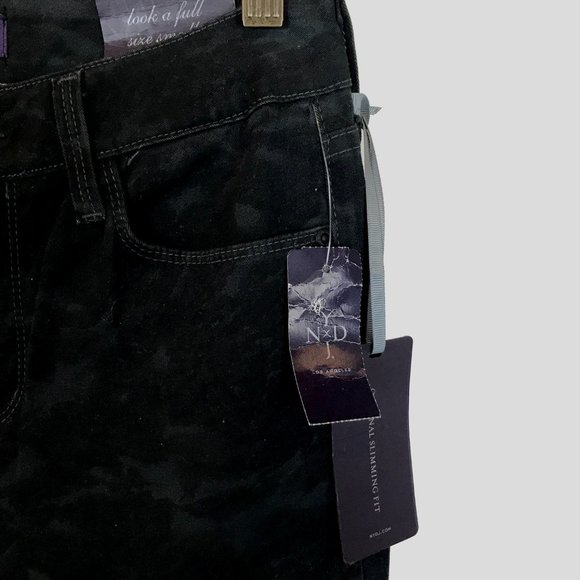NWT Womens Size 2 2x33 NYDJ Dark Gray Camo High Rise Straight Leg Jeans - Picture 2 of 3